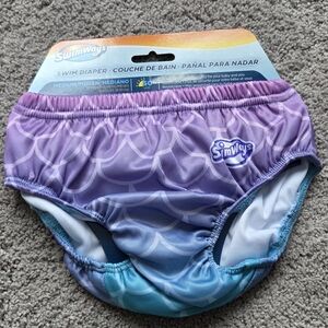 NEW SwimWays Mermaid Print Reusable Swim Diaper-Size 12 Months-Medium- 18-22 lbs